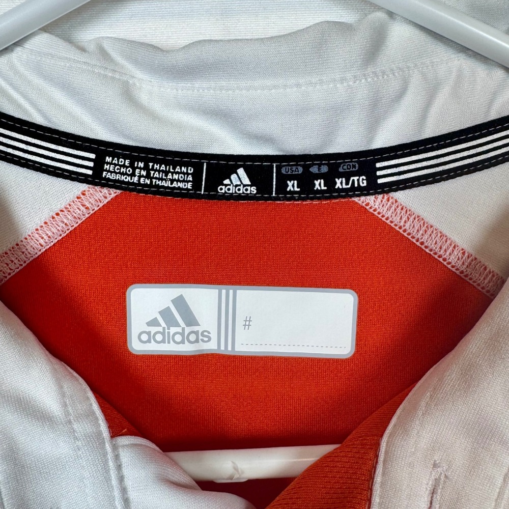 Adidas ClimaLite Polo Shirt Athletic Training Gym Golf Orange White Sz XL - Picture 3 of 7